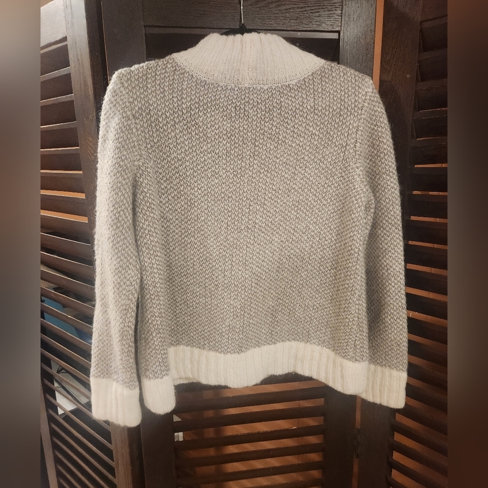Appleseed's Gray and Cream Cowl Neck Sweater - Picture 3 of 4